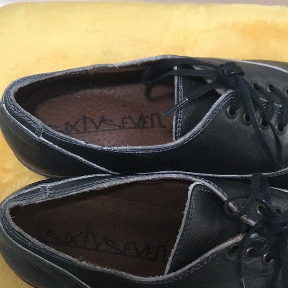 EUC SIXTYSEVEN Distressed Leather Lace Up Gray Oxford Shoes Low Heel - Picture 13 of 16